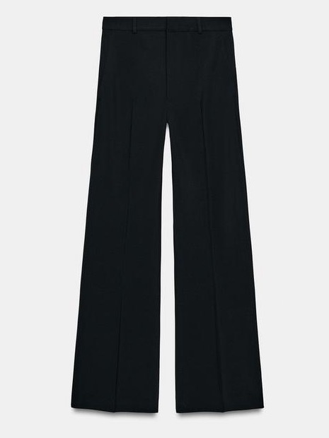 Zara Basic Tailored Straight Leg Trousers Black W/ Belt Loops- 6